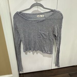 Hollister Black and White Striped Long Sleeve Top